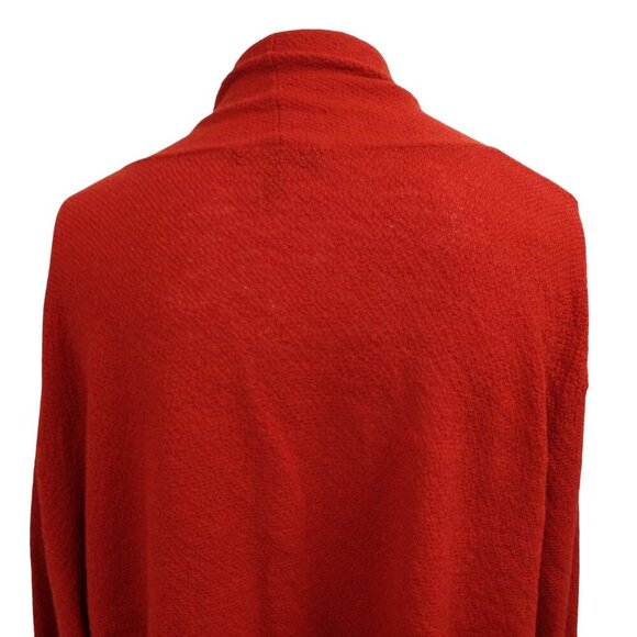 Eileen Fisher 100% Wool Open Front Waterfall Cardigan Size XL Orange Lightweight - Picture 8 of 11